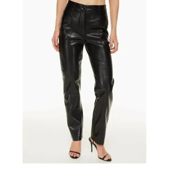 Aritzia Wilfred Rebel Pant- High Waisted Vegan Leather Pants- Black- Size 2 - Picture 3 of 16